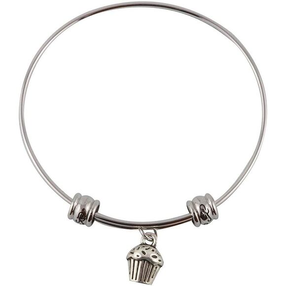 Cupcake Charm Bracelet Bangle - Picture 1 of 4